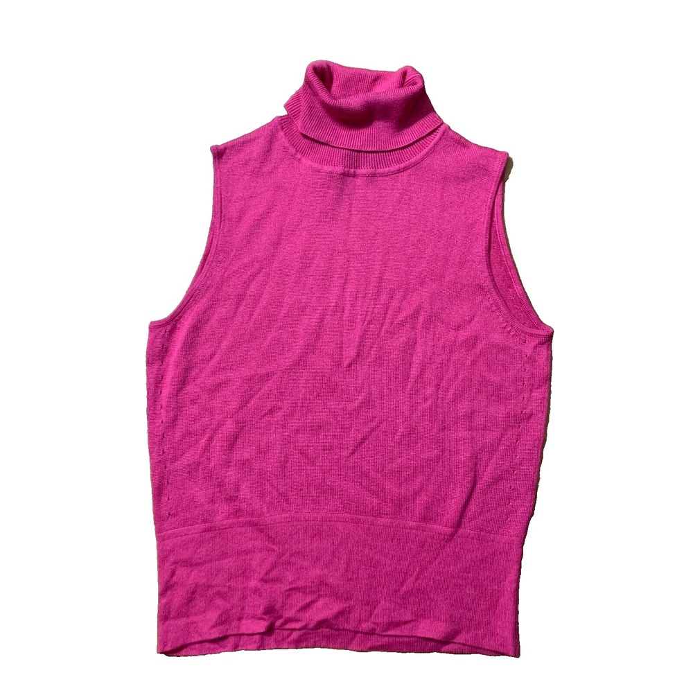 ETCETERA Silk/Cotton/Cashmere Turtleneck‎ Knit Top Womens Sz M Pink Sleeveless